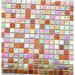Brun orange savane mosaïque nacré et transparent par 25 carreaux