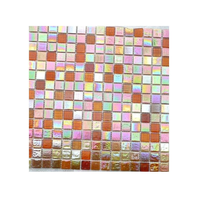 Brun orange savane mosaïque nacré et transparent par 25 carreaux
