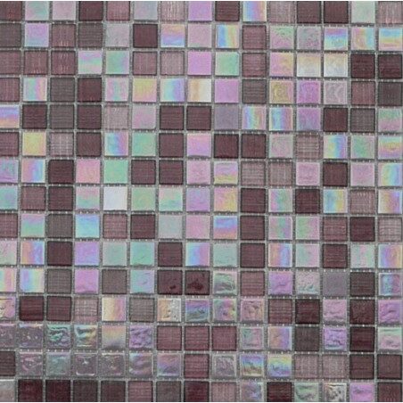 Rose mauve nacré et transparent FLORALIES mosaïque par 25 carreaux