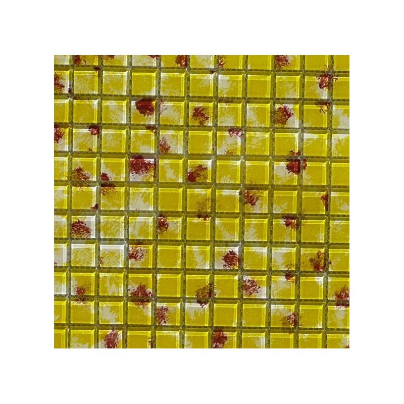 Mosaïque jaune brun léger art vintage plaque 30 cm