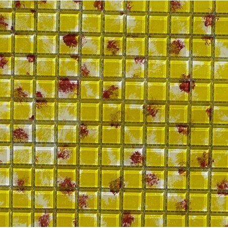 Mosaïque jaune brun léger art vintage plaque 30 cm