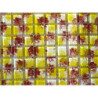 Jaune mosaïque émaux de verre jaune et brun art vintage plaque 30 cm