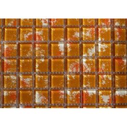 Orange ocre mosaïque art vintage vetro-cristal 2.5 par 2.5cm par 100g