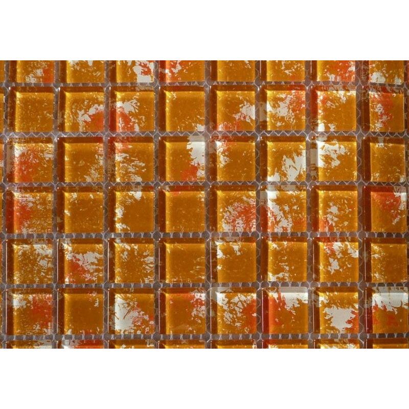 Orange ocre mosaïque art vintage vetro-cristal 2.5 par 2.5cm par 100g