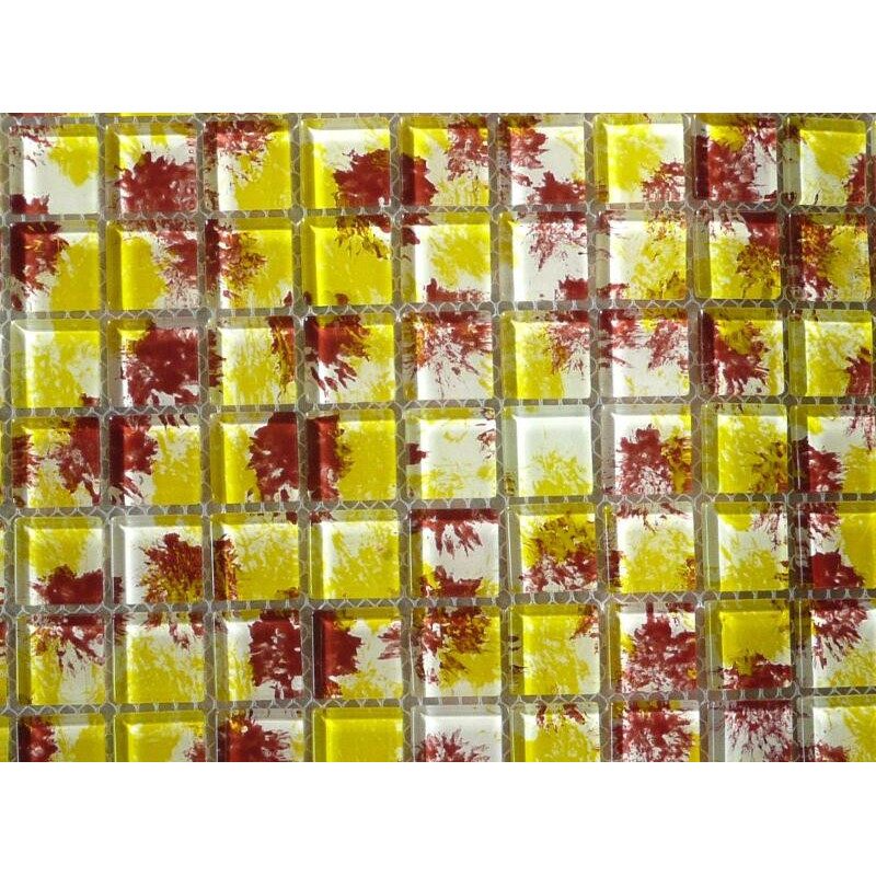 Jaune et brun mosaïque art vintage vetro-cristal 2.5 par 2.5cm par 100g