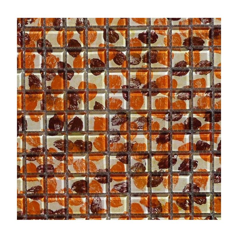 Orange et brun mosaïque art vintage vetro-cristal 2.5 par 2.5cm par 100g