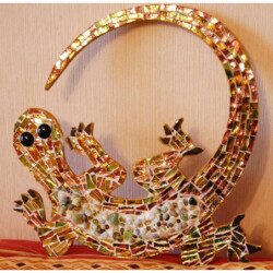 Salamandre 26 cm support bois pour mosaïque