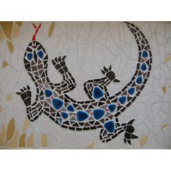 Salamandre 26 cm support bois pour mosaïque