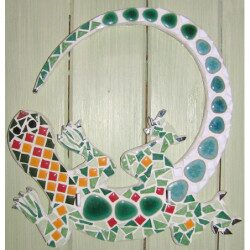 Salamandre 26 cm support bois pour mosaïque