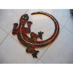 Salamandre 26 cm support bois pour mosaïque