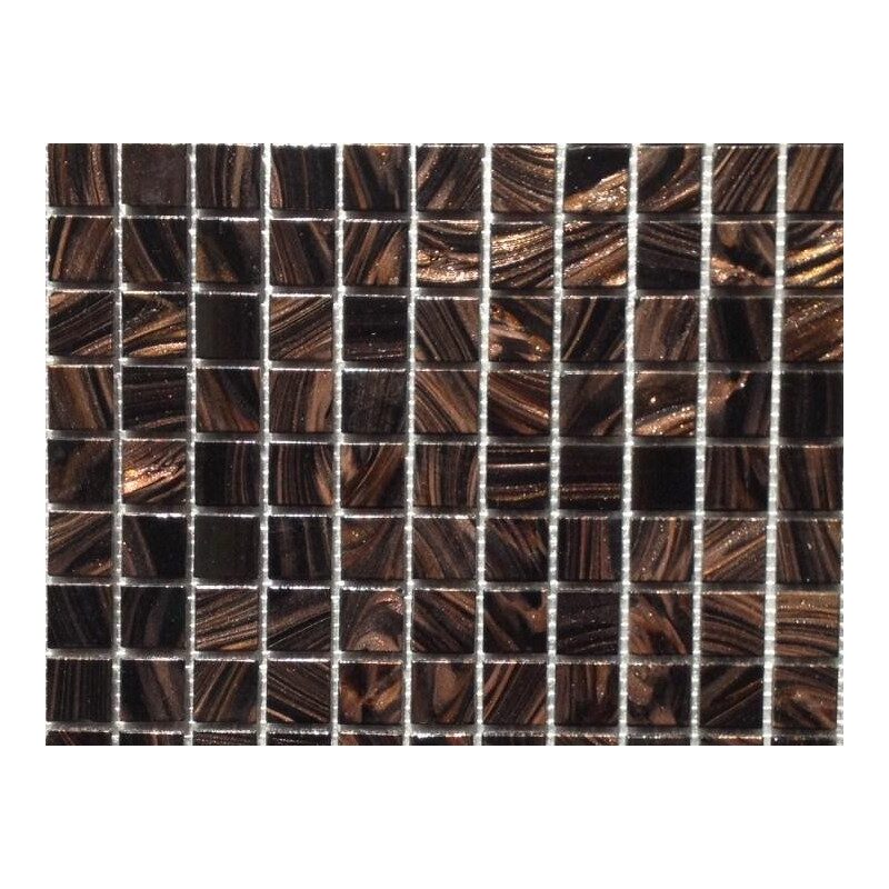 Brun foncé noir gemmé Madagascar mosaïque pate de verre par 25 carreaux