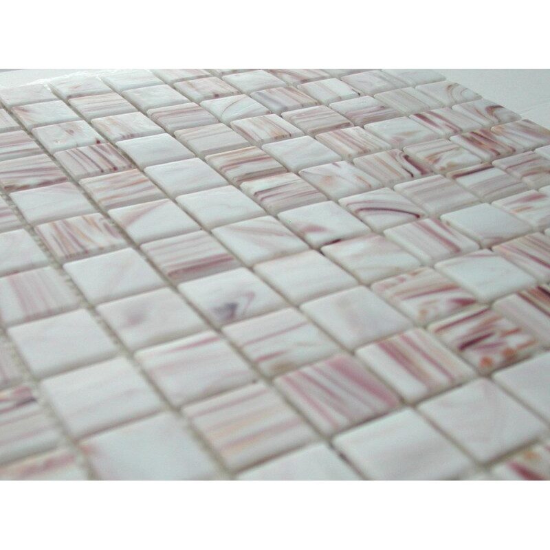Rose blanc gemme perle mosaïque pâte de verre par 25 carreaux