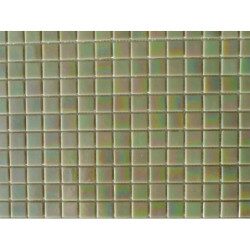 Vert olive nacré mosaique pâte de verre par 25 carreaux