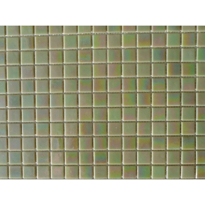 Vert olive nacré mosaique pâte de verre par 25 carreaux