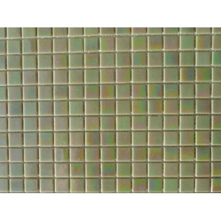 Vert olive nacré mosaique pâte de verre par 25 carreaux
