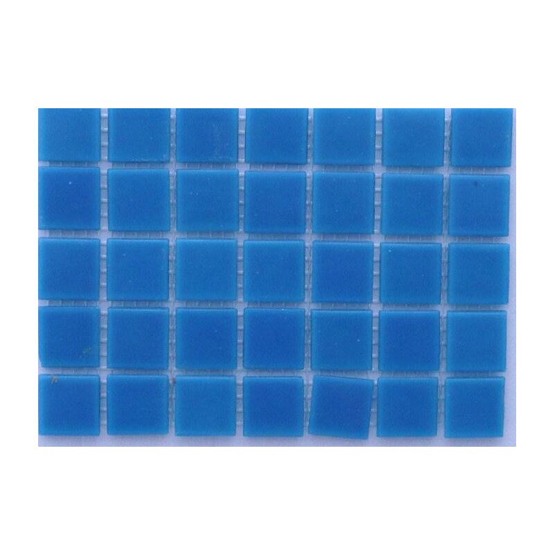 Bleu moyen sans bulle mosaïque pâte de verre 2 par 2cm par 25 carreaux