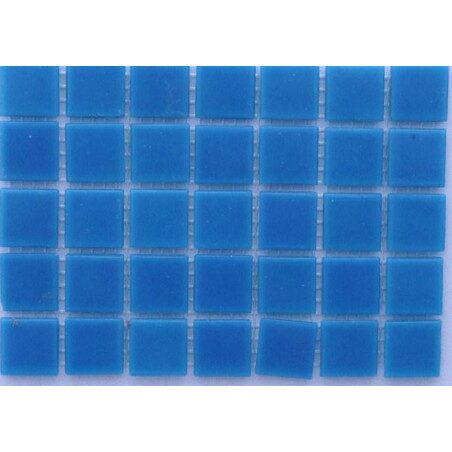 Bleu moyen sans bulle mosaïque pâte de verre 2 par 2cm par 25 carreaux