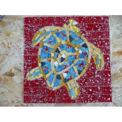 Tortue de mer 27 par 26 cm support bois médium mdf pour mosaïque