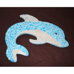 Dauphin 14 par 13 cm support bois pour mosaïque