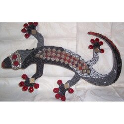 Lézard 15 cm support bois pour mosaïque