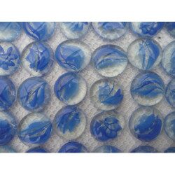 Bleu bille de verre plate bleu ruban taille 30 mm par 10 unités