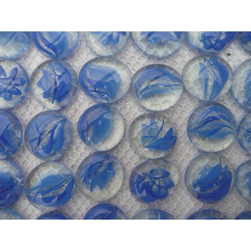 Bleu bille de verre plate bleu ruban taille 30 mm par 10 unités