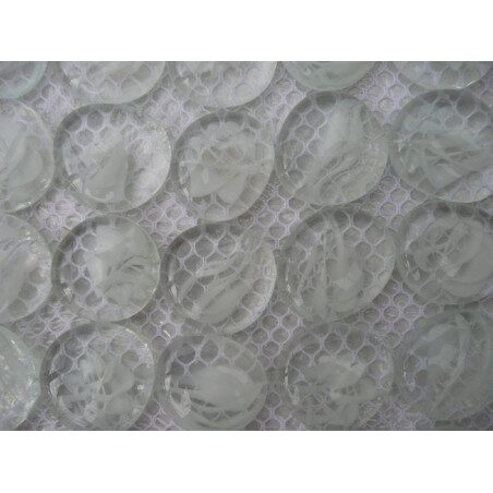 Blanc bille de verre plate blanc ruban translucide taille 30 mm par 10 unités