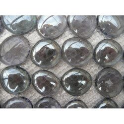 Gris bille de verre plate gris argent mauve galet de 30 mm par 10