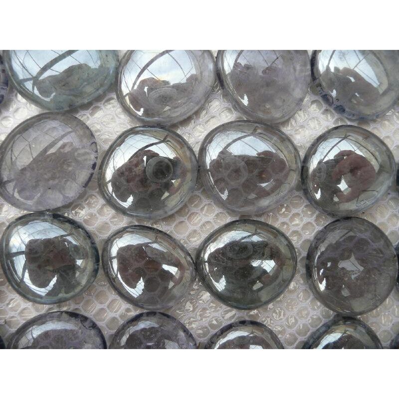 Gris bille de verre plate gris argent mauve galet de 30 mm par 10