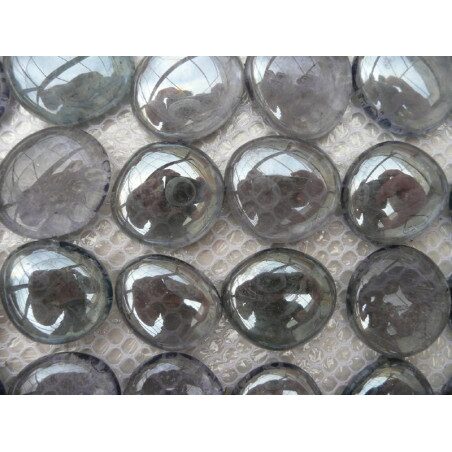 Gris bille de verre plate gris argent mauve galet de 30 mm par 10