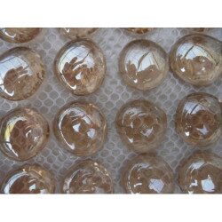 Rose bille de verre plate rose translucide galet de 30 mm par 200 grammes