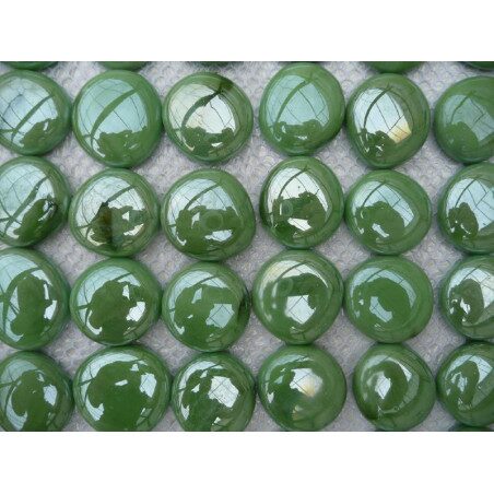 Vert bille de verre plate vert jade nacré galets de 30 mm par 10