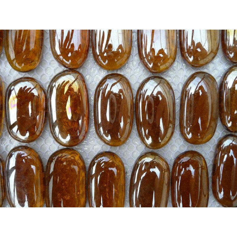 Jaune bille de verre plate jaune ambre foncé barrette galet de 45 mm par 10