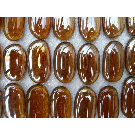 Jaune bille de verre plate jaune ambre foncé barrette galet de 45 mm par 10