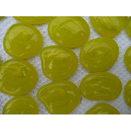 Jaune bille de verre plate jaune citrus galet de 40 mm par 5