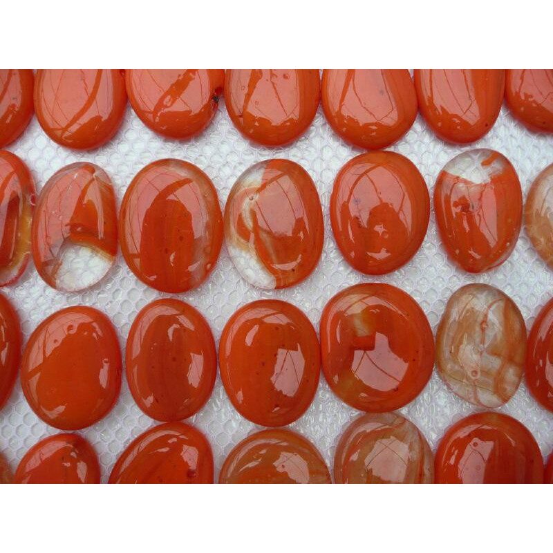 Orange bille de verre plate orange foncé galet de 40 mm par 5