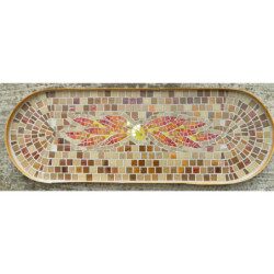 Dessous de pot abreuvoir fontaine pour oiseau modèle en mosaïque