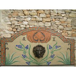 Dessous de pot abreuvoir fontaine pour oiseau modèle en mosaïque