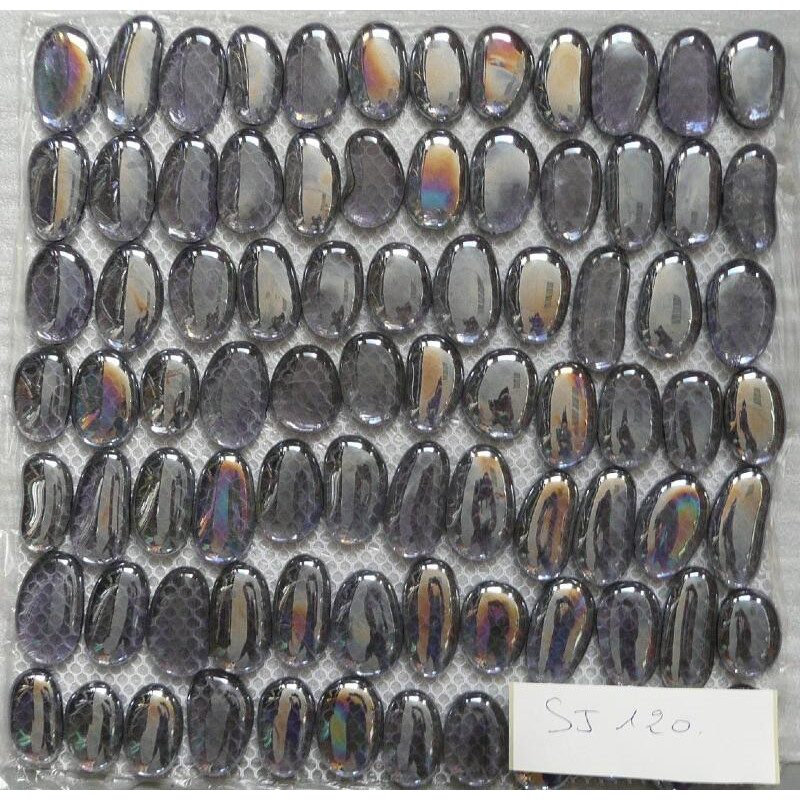 Gris bille de verre plate gris nacré mauve barrette 45 mm par 10