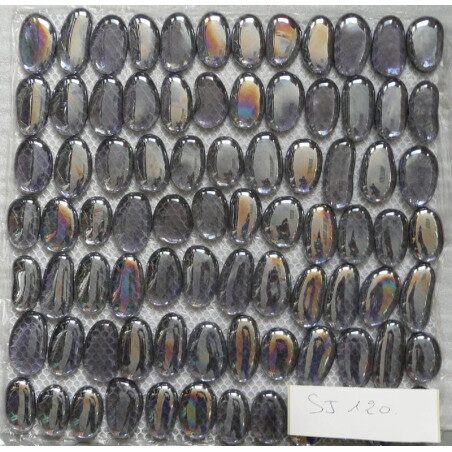 Gris bille de verre plate gris nacré mauve barrette 45 mm par 10