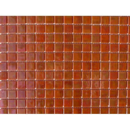 Orange mosaïque pâte de verre orange foncé nacré par plaque 32 cm