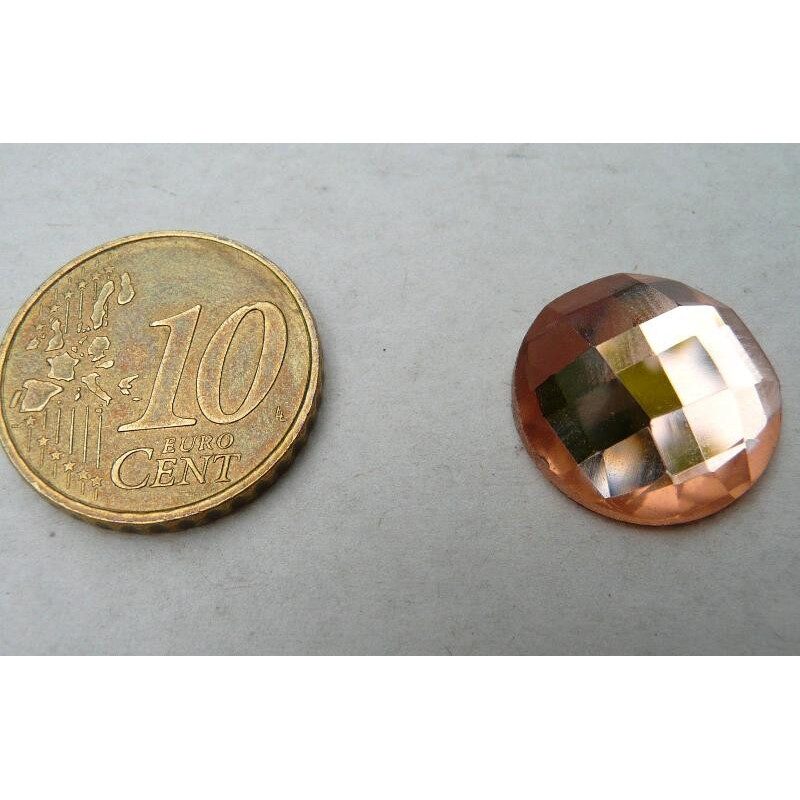 Rose clair cabochon facette mosaïque miroir 16 mm diamètre à la pièce