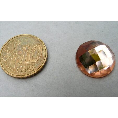 Rose clair cabochon facette mosaïque miroir 16 mm diamètre à la pièce