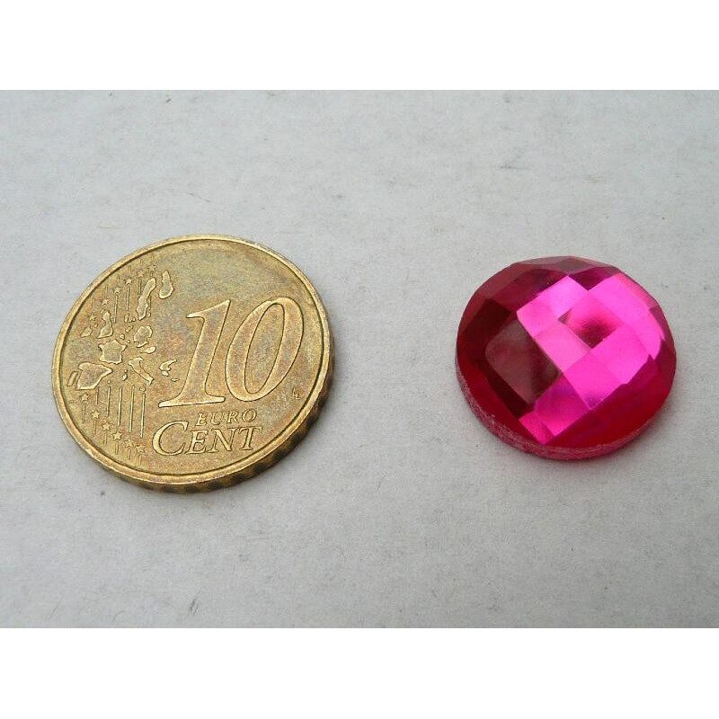 Rose fuchsia cabochon facette mosaïque miroir 15 mm diamètre à la pièce