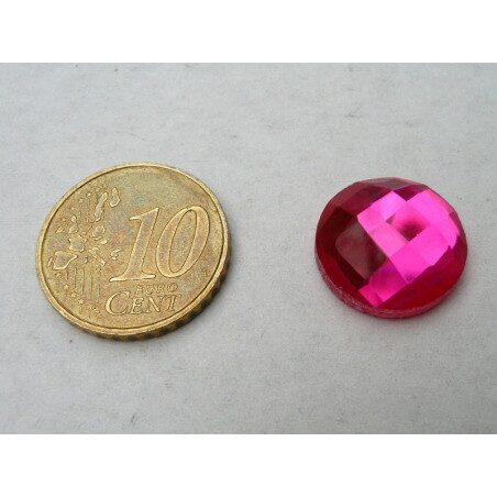 Rose fuchsia cabochon facette mosaïque miroir 15 mm diamètre à la pièce