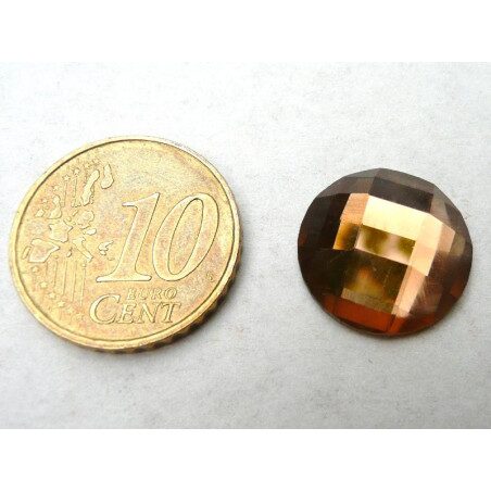 Brun ambre cabochon facette mosaïque miroir 15 mm diamètre à la pièce