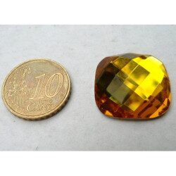 Jaune ambre cabochon facette mosaïque miroir 21 mm diamètre à la pièce