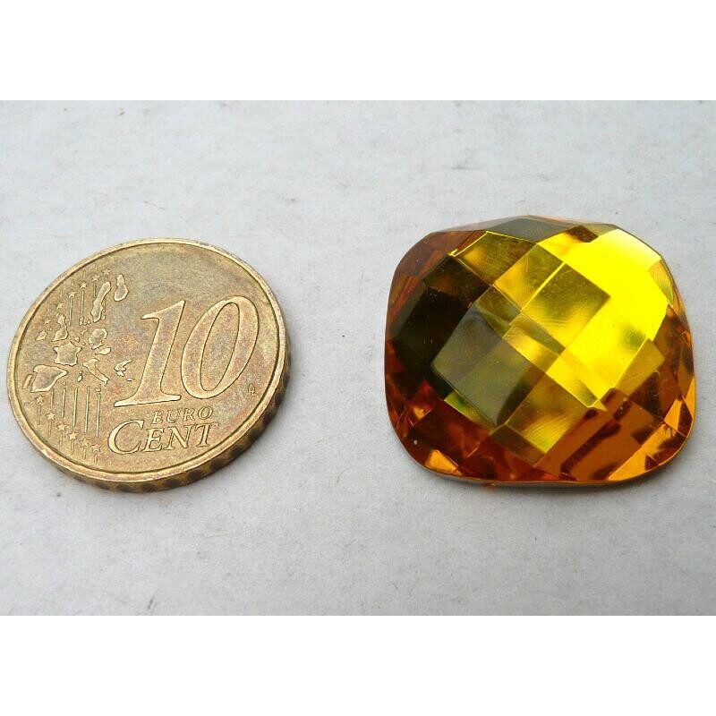 Jaune ambre cabochon facette mosaïque miroir 21 mm diamètre à la pièce