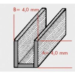 Plomb en U demi-dur pour vitrail 4 mm par 4 mm vendu par 1.8 mètres