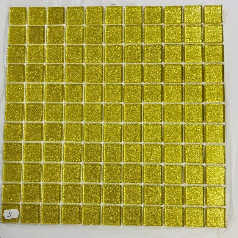 Jaune vert mosaïque paillette émaux de verre vétro cristal plaque 30 cm